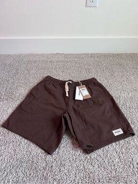 Rhythm. Men's Dark Brown Cotton Drawstring Shorts